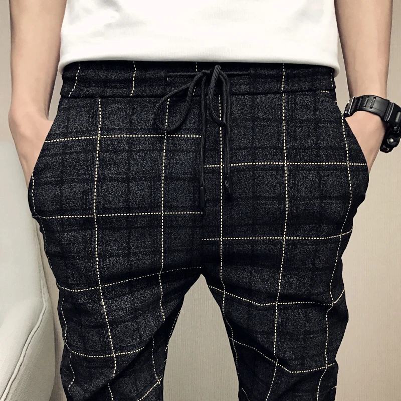 New Pants Men Slim Fit British Plaid Mens Fashion High Quality 2019 Summer Casual Young Man Hip Hop Trousers Male Hot Sale | Мужская