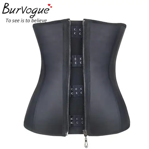 Black Burvogue латекс талии тренер грудью корсет популярный шейпер пояс железные косточки талии Cincher молния похудения средства ухода за кожей Shaper для женщин - Цвет: Black