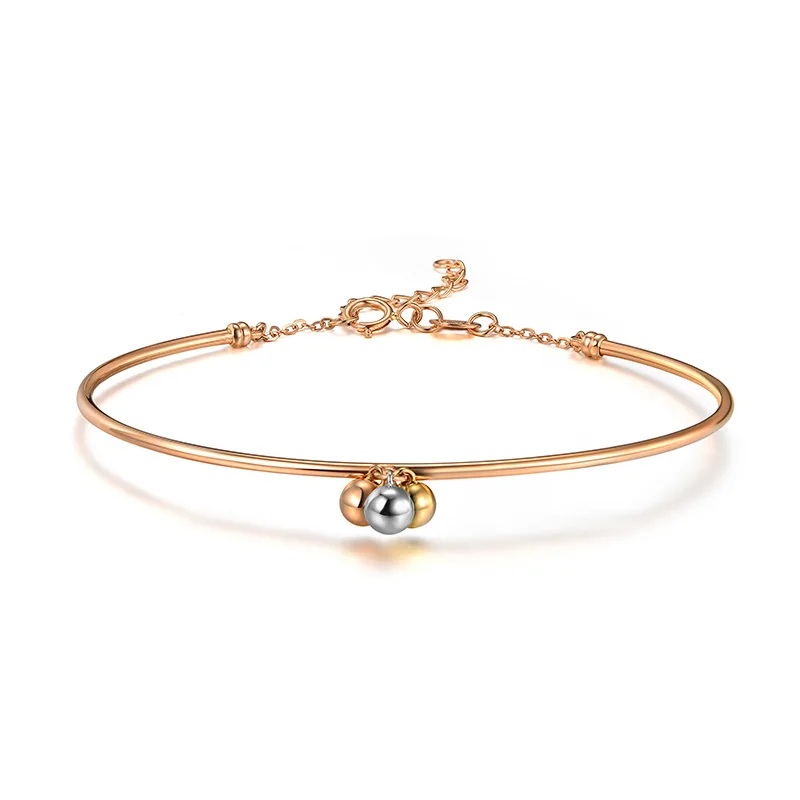 

Pure AU750 Gold Three Colour Ball Smooth Bangle Women Bangle