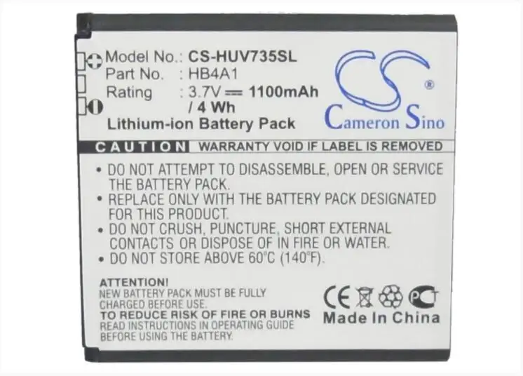 Аккумулятор Cameron Sino 1100 мАч для мобильного телефона HUAWEI U6100 V735 V736 HB4A1