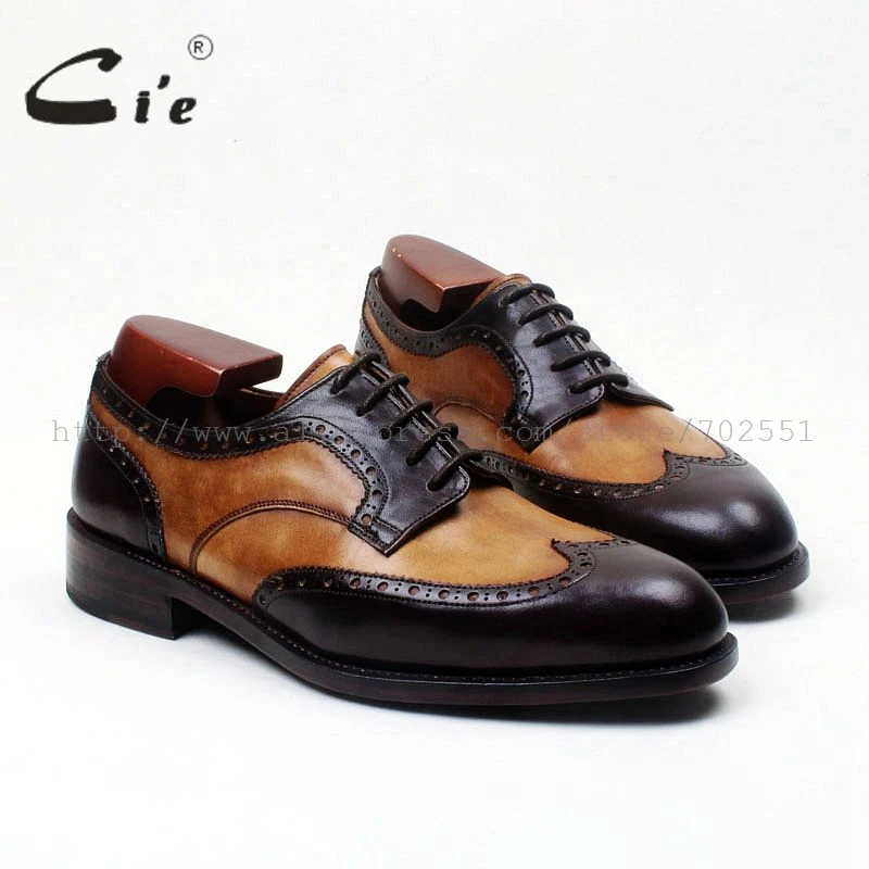 Мужские дышащие туфли на шнуровке cie коричневые/черные с круглым носком 100%