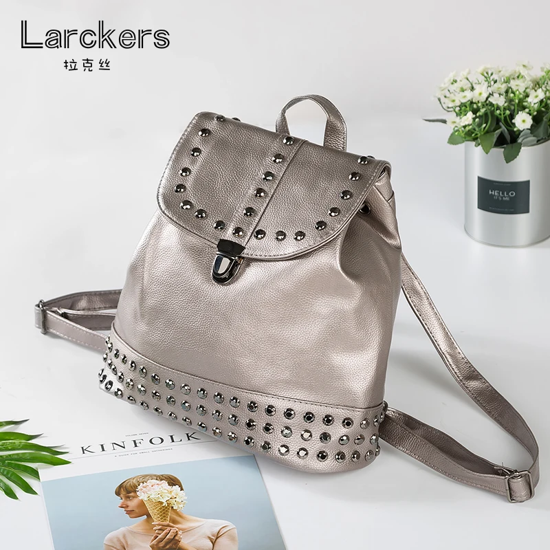 Новая Блестящая Серебристая сумка из искусственной кожи женский рюкзак дорожные
