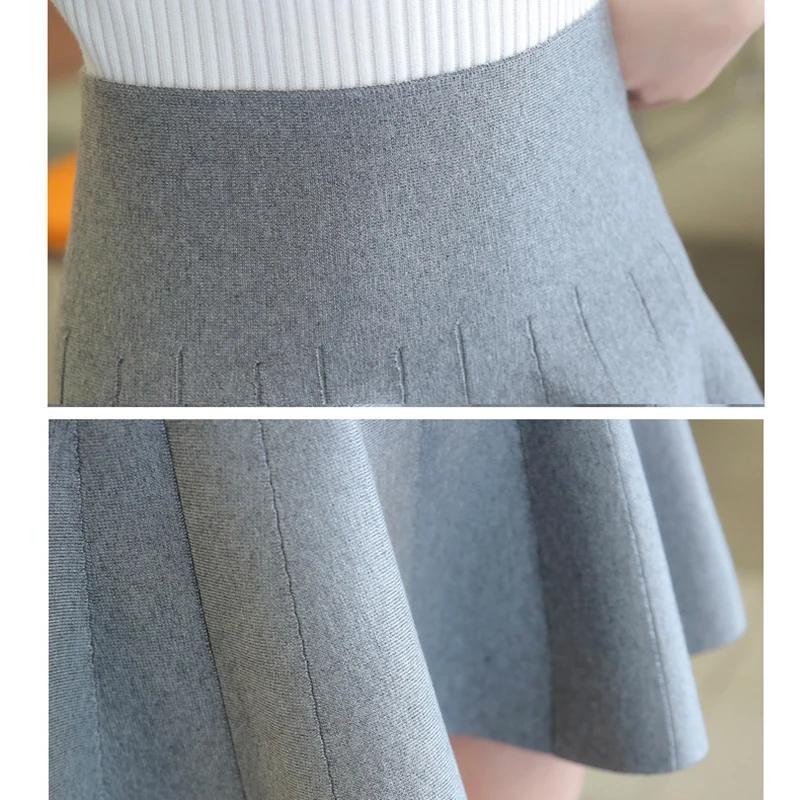 Повседневные новые весенне-осенние вязаные женские юбки 2018 Женская юбка-зонтик с