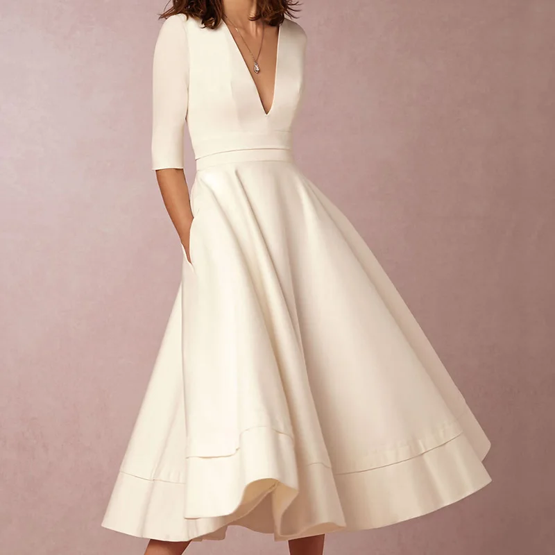 Сексуальное элегантное женское бальное платье с v образным вырезом со средним