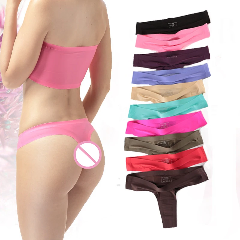 Однотонные пикантные женские G стринги бесшовные трусики нижнее белье трусы с