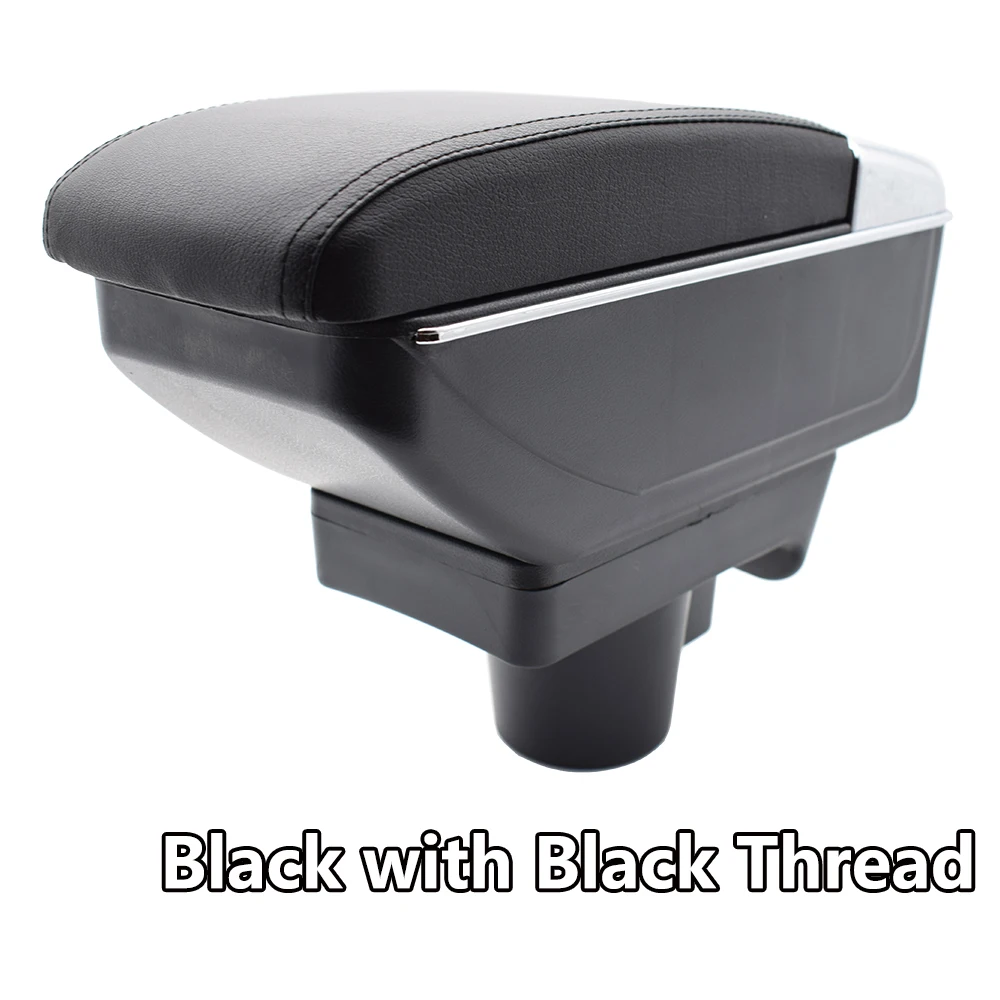 Black Thread Для Opel Astra H 2004- ящик для хранения подлокотник Подлокотник двухслойный черный кожаный пепельница украшение 2008 2010 - Название цвета: Black Thread