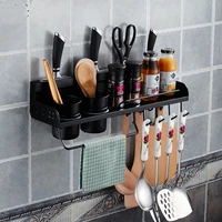 black kitchen shelf 304 stainless steel kitchen pendant seasoning rack wall hanging hardware knife holder storage holder