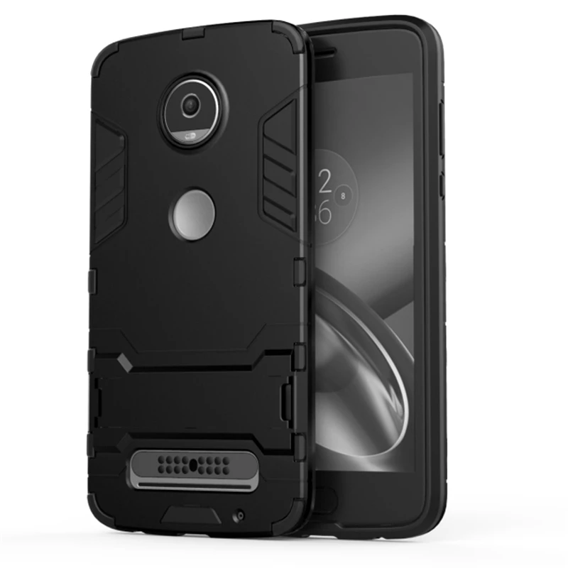 Robot Armor Shockproof Phone Cases For Motorola Moto Z2 Play Hybrid Hard Plasitc + Soft Silicone Stand Cover |