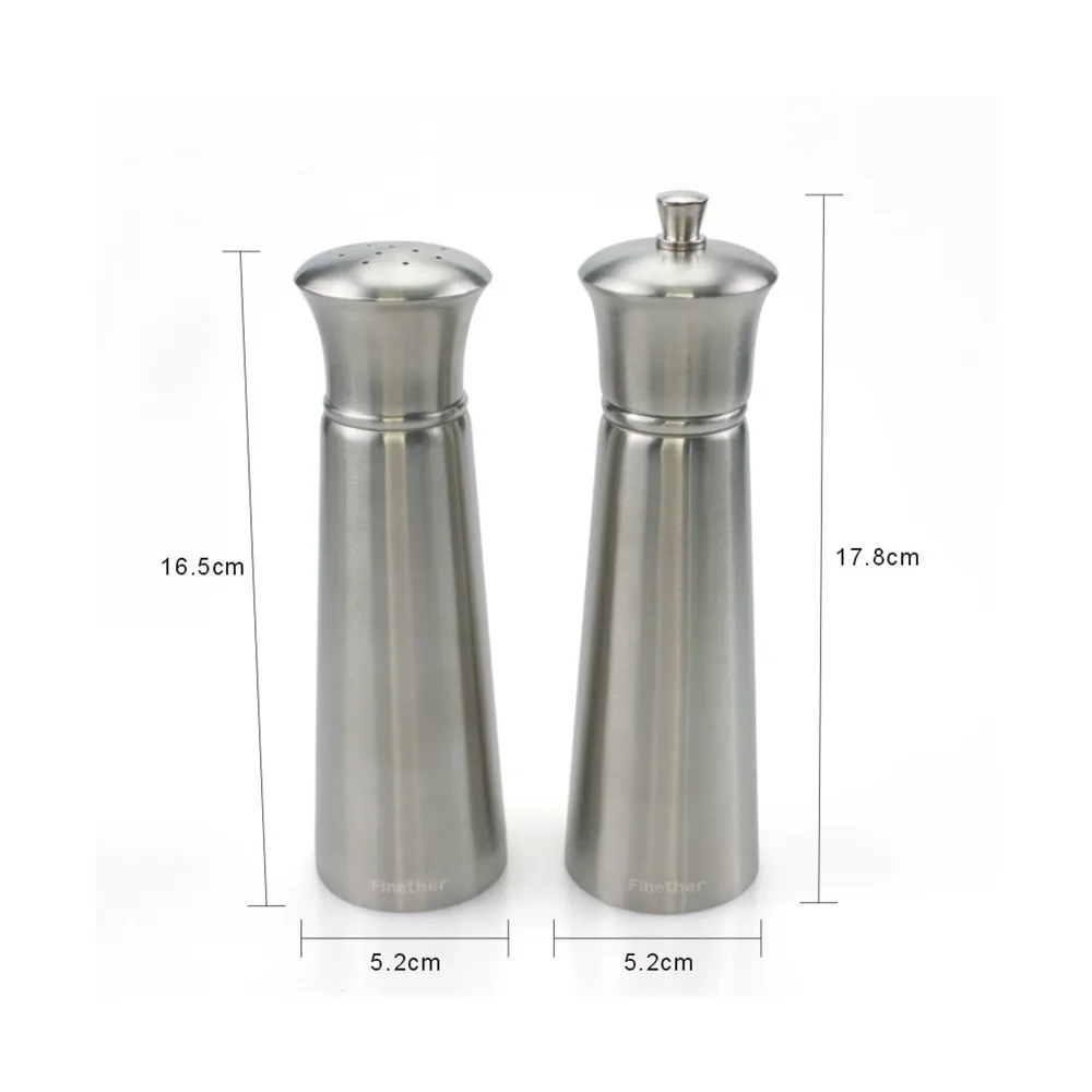 Finether шт. 2 нержавеющая сталь руководство соль мельница для перца шлифовальные