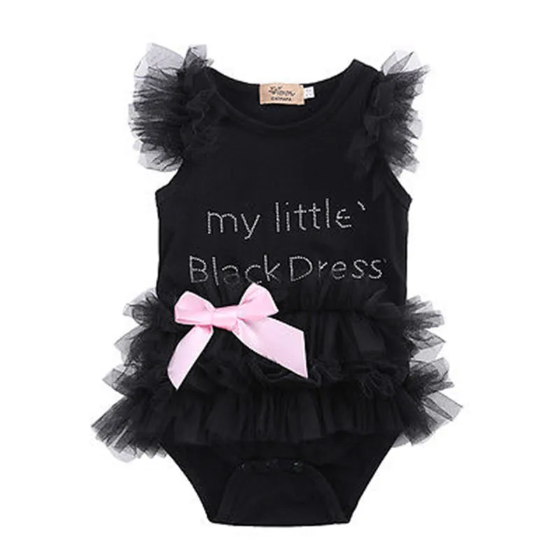 Детское черное платье с вышивкой для девочек 0 18 месяцев|baby romper black|my little black