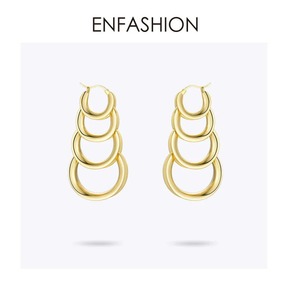 ENFASHION, Многослойные Круглые Серьги-капли для женщин, золотой цвет, длинные висячие серьги с кисточками, модные ювелирные изделия, серьги E1073