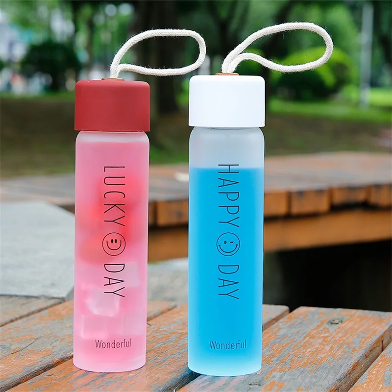 ZOOOBE 360 мл Портативный Стекло бутылка для воды с веревкой Drinkware матовый Бутылки