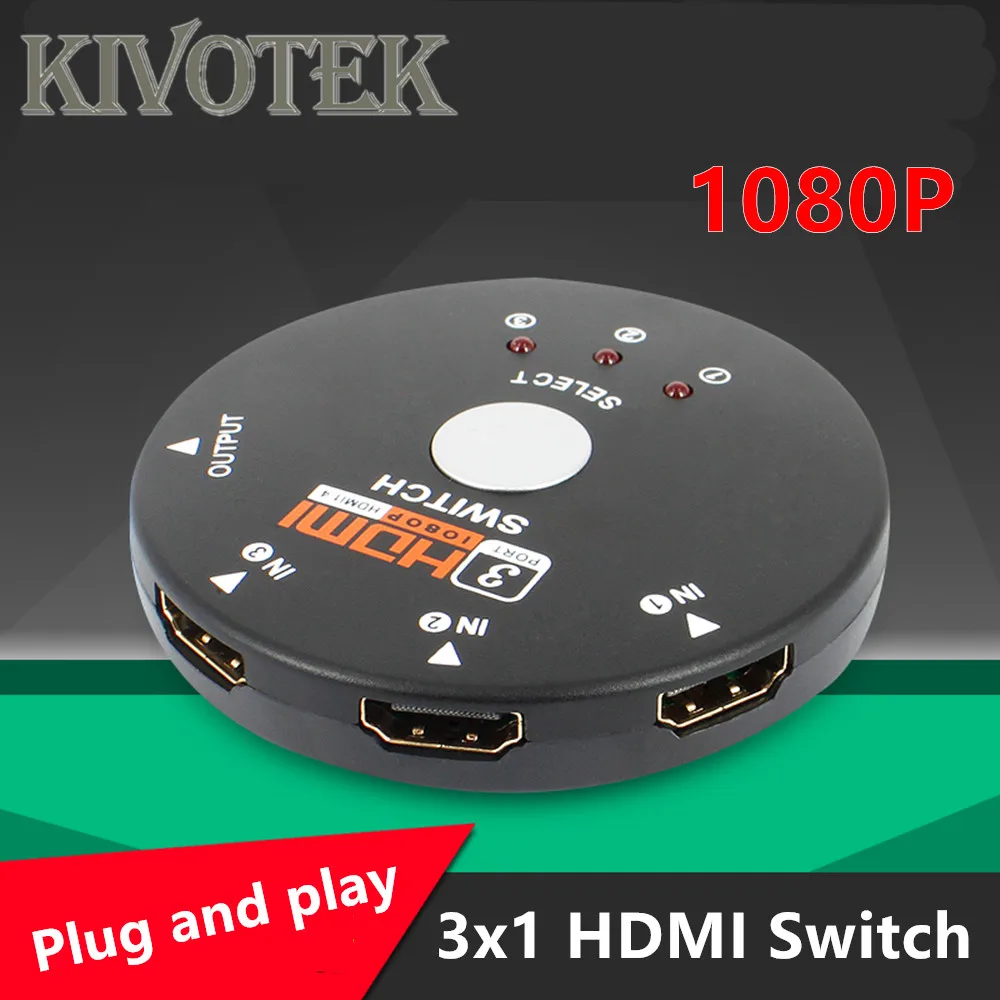 3x1 HDMI коммутатор круговой разветвитель коробки полный HD1080P удлинитель 3-в-1 1xHDMI