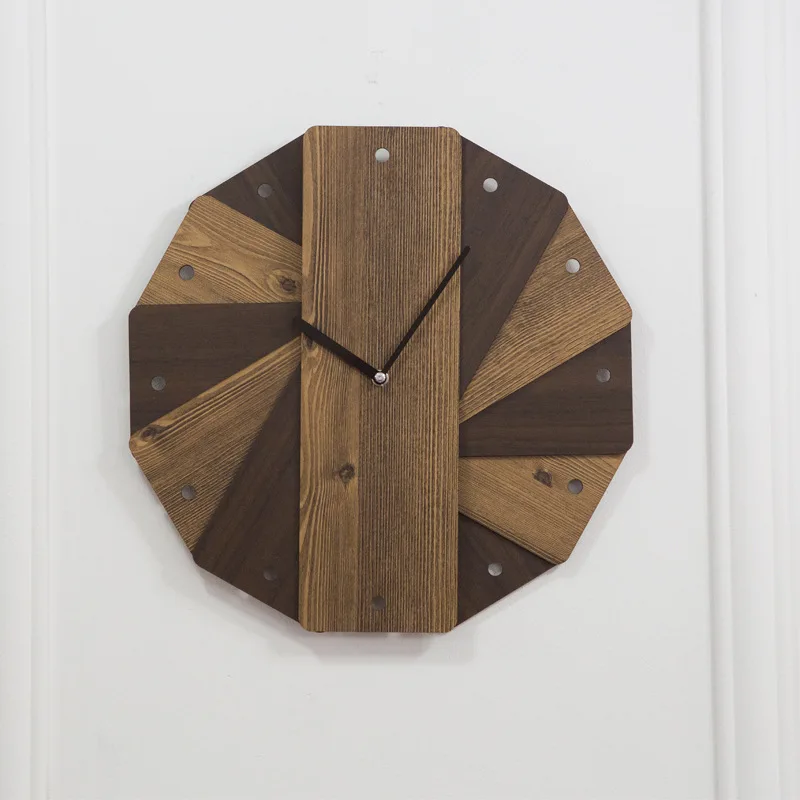 Креативные простые деревянные настенные часы в стиле ретро винтажные с