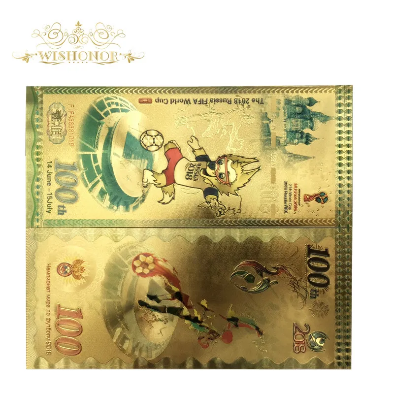 100 - 5 World cup 31 тип горячей продажи красочные Россия Кубок мира рубли банкноты в 24k позолоченные бумажные деньги для сбора и подарков - Цвет: 100 - 5 World cup