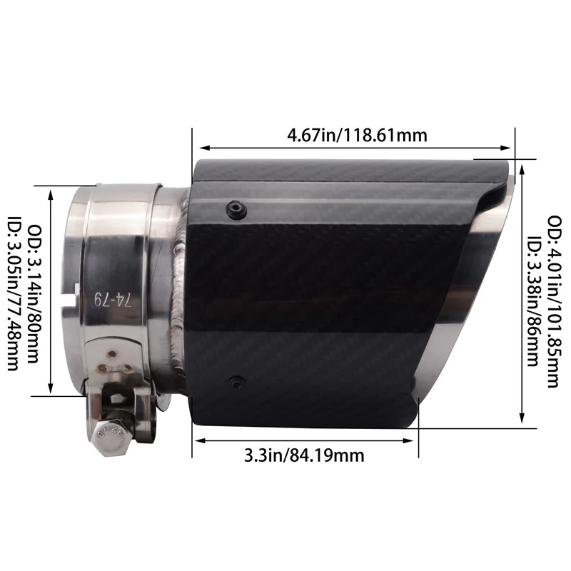 76 Inlet 101 Outlet ESPEEDER Универсальный выхлопной карбоновый наконечник выхлопа автомобиля-Стайлинг глушитель вход-сопло на выход углеродного волокна выхлопной наконечник - Цвет: 76 Inlet 101 Outlet