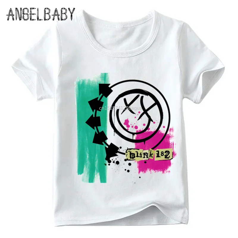 Модная Забавная детская футболка с принтом в виде смайлика и рок группы Blink 182