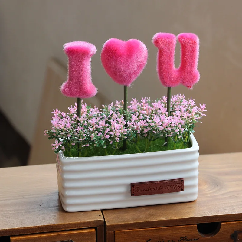 1 набор керамическая бутылка искусственный цветок белый горшок ваза любовь