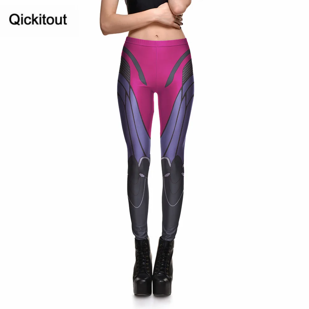 Qickitout леггинсы WIDOWMAKER Games новые женские фиолетовые Леггинсы с принтом робот Брюки