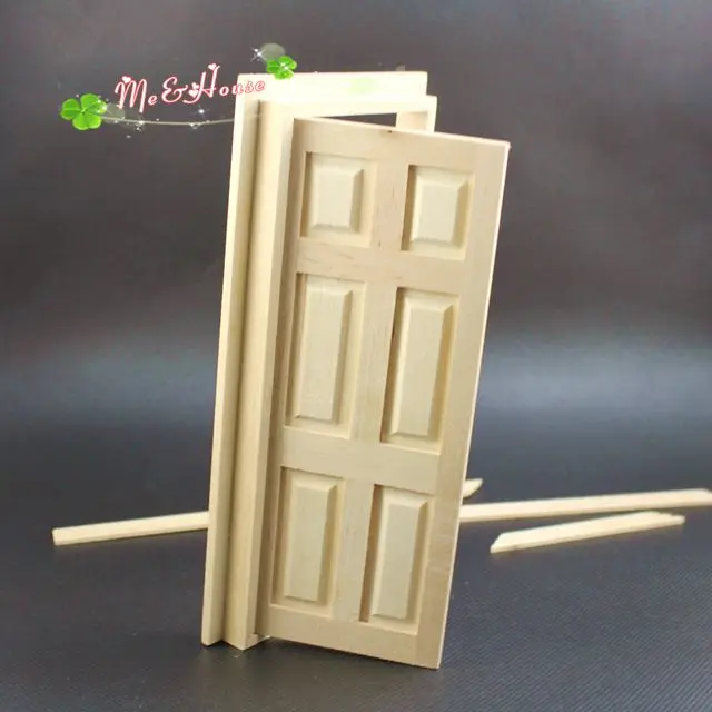 DIY 1:12 Dollhouse Miniatures Wood Door unpainted Doll House Furniture Room Items | Игрушки и хобби
