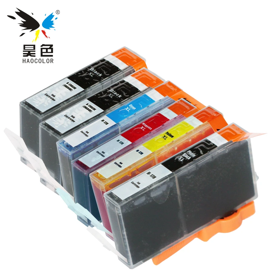 Чернильный картридж HAOCOLOR 6 шт. 2 черных картриджа с чипом для Photosmart Plus B209 B210a / Premium