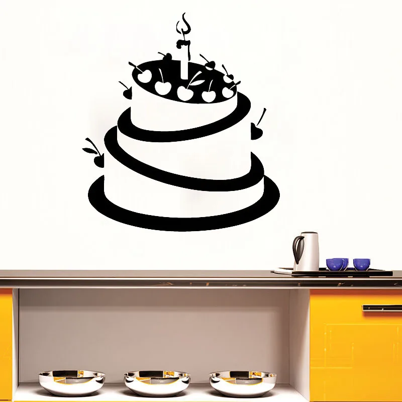 

ZOOYOO выдалбливают вишневый торт стикер стены домашний Декор виниловые Съемные водостойкие наклейки для кухни на стены
