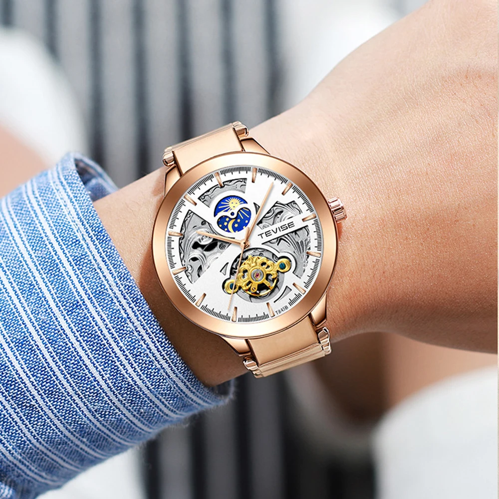 

Top Luxury Brand Tevise Men's Fashion Automatic Watch Men's Stainless Steel Skeleton Mechanical Watch Men's Military Watch