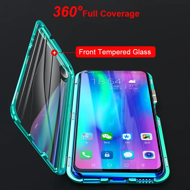 Переднее+ заднее двойное стекло в рамке чехол для huawei Honor 20 Pro V20 20i чехол Магнитный чехол для Honor V20 20 i чехол Полный корпус