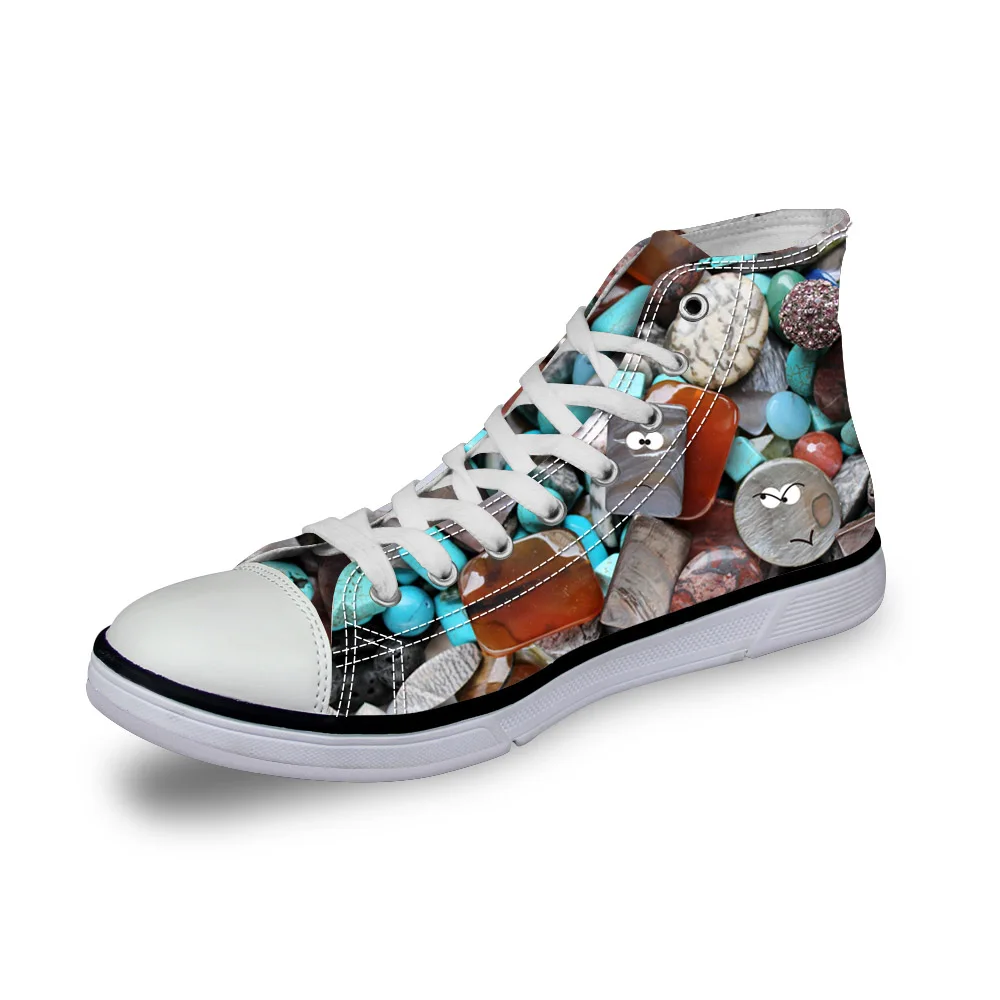 Кеды женские с высоким верхом 3D принтом и камнями | Обувь
