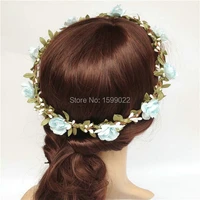 3pcslot forest wedding green leaf rarran flower hair wreath women rose headband boho hair accessories diy bridesmaid headpieces