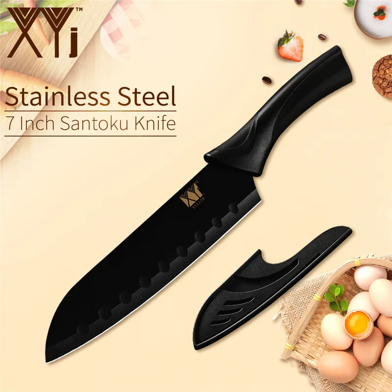 D.7 santoku knife XYj 6 шт. набор кухонных ножей из нержавеющей стали 8 ''шеф-повара 8'' нарезки 8 ''хлеба 7'' сантоку 5 ''Универсальный 3,5'' ножи для приготовления овощей - Цвет: D.7 santoku knife