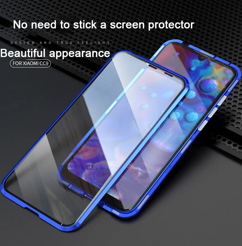 Магнитный чехол для Xiao mi redmi Note 7 Pro, передний+ задний двухсторонний чехол из закаленного стекла для redmi K20 Pro 7A A2 mi 9T CC9, металлический бампер