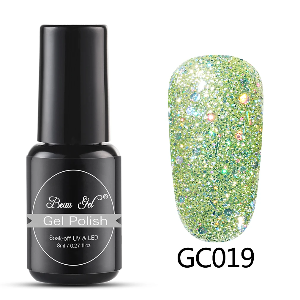 GC019 Beau гель 8 мл гель для ногтей бриллиантовый блеск с ультрафиолетовым свечением Гель-лак для ногтей светодиодный светильник гель лак Полупостоянный Гель-лак грунтовка для ногтей - Цвет: GC019