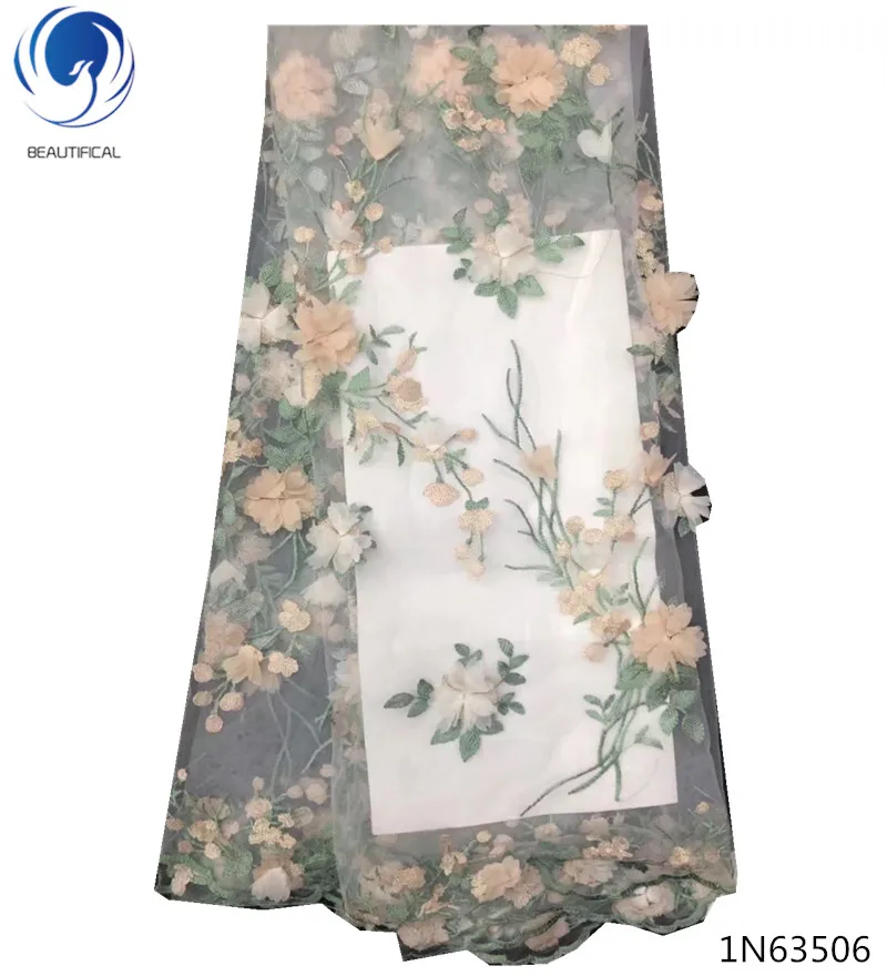 Beautifical 3d lace flower aplique high quality fabric 2018 purple 5yards/piece for wedding dresses 1N635 | Дом и сад