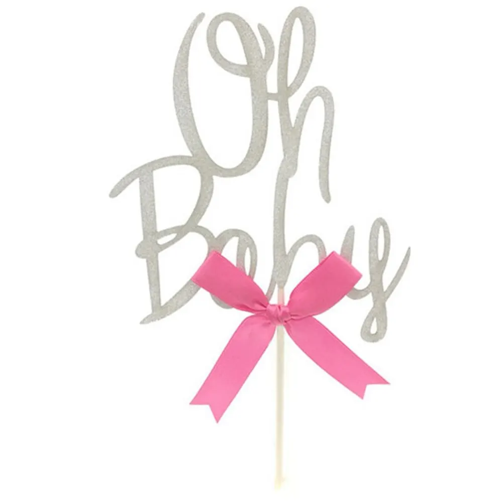 1 шт. Золотой/Серебряный Блеск Oh Baby торт Топпер 1 день рождения торт топперы дети Вечеринка ребенок душ материалы для украшения тортов