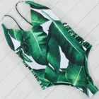 Новинка 2017, слитный купальник с зелеными листьями и высоким вырезом, женский купальник, Женское боди, летняя пляжная одежда, купальный костюм, монокини