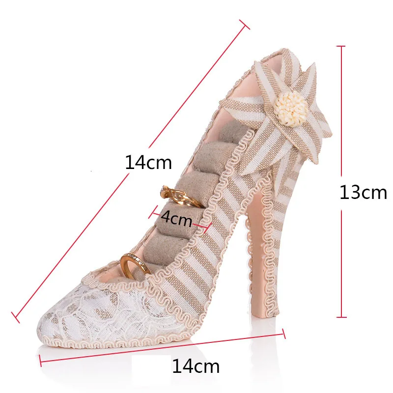 5 цветов изысканные ретро смолы Высокий каблук кольцо серьги шкатулка-витрина