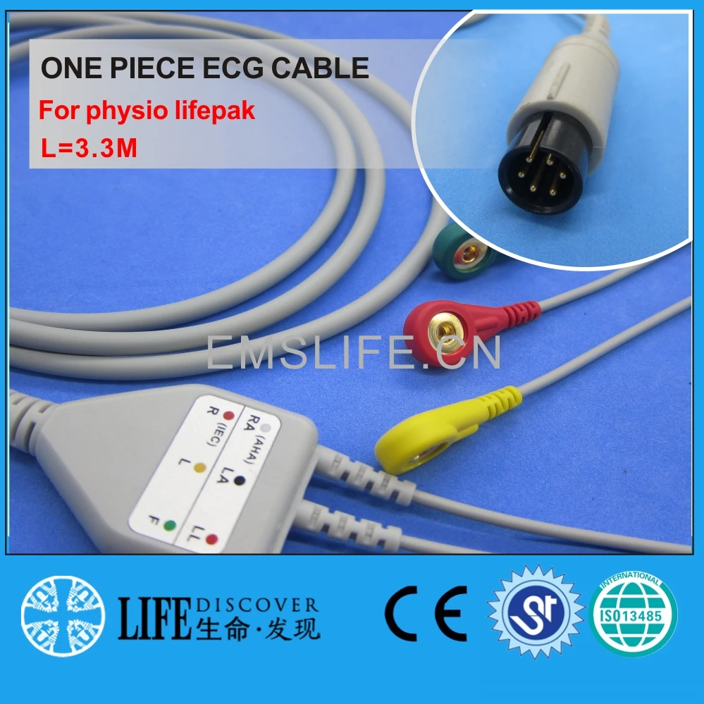 

one piece ECG cable with 3 snap lead wires For Welch Allyn patient monitor