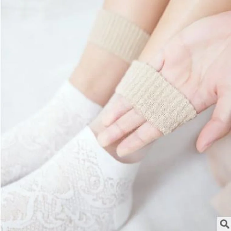 

12 PCS = 6 pairs of women's socks products in spring and summer Japanese creative hollow textured ladies sleeve women's soc