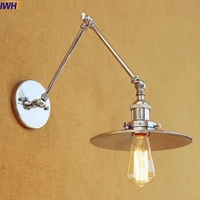 iwhd silver vintage wall lights edison led swing long arm wall light fixtures industrial wall sconce wandlamp lampara pared