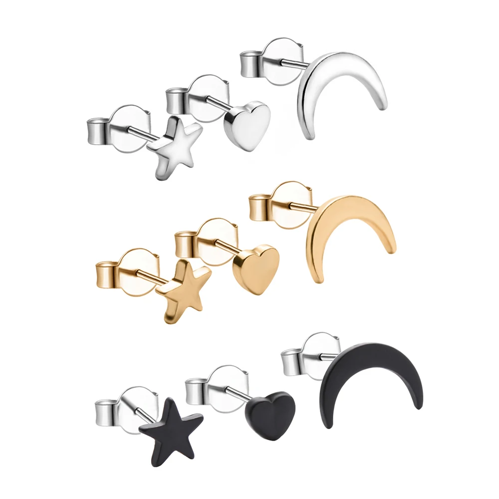 Женский набор из 3 предметов серьги в виде звезд Луны сердца