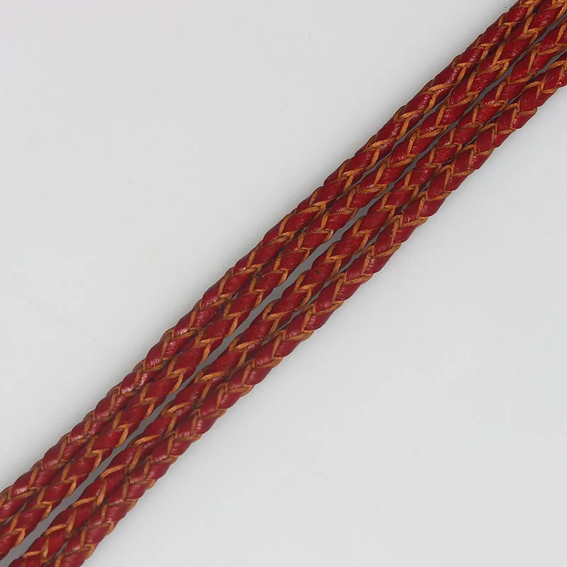 dark red brown 2 метра модный плетеный Плетеный плетёный Боло 3 мм круглый шнур из натуральной кожи для DIY браслета ожерелья ювелирных изделий Аксессуары веревка - Цвет: dark red brown