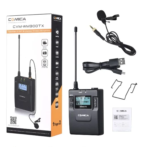 CoMica CVM-WM300TX UHF 96 каналов 120 м рабочее расстояние металлический беспроводной микрофон w один Lavalier передатчик для DSLR видеокамеры