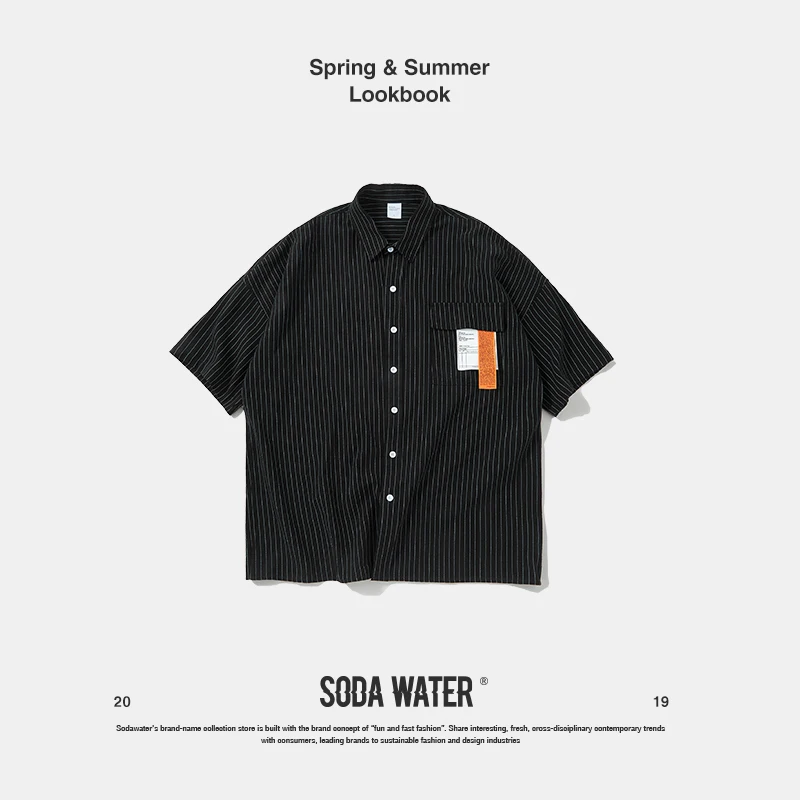 Мужская и женская футболка в полоску SODA WATER Zhongwen уличная одежда стиле хип-хоп