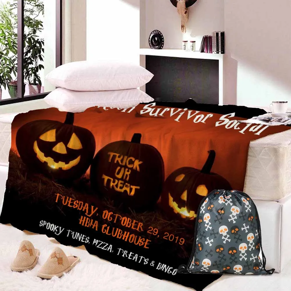 Blanket Bag 9 Мягкий фланелевый скелет, череп на Хэллоуин голова паук чистая кошмар пледы тепло мягкий плюшевый диван кровать Прямая поставка - Цвет: Blanket Bag 9