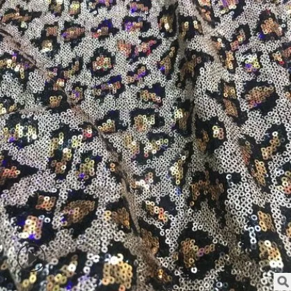 golden 100x130cm Lace116 Леопардовый принт модное платье вечерные одежды с пайетками сетчатая ткань модное пальто ткань кружева сетка украшения ткани - Цвет: golden 100x130cm