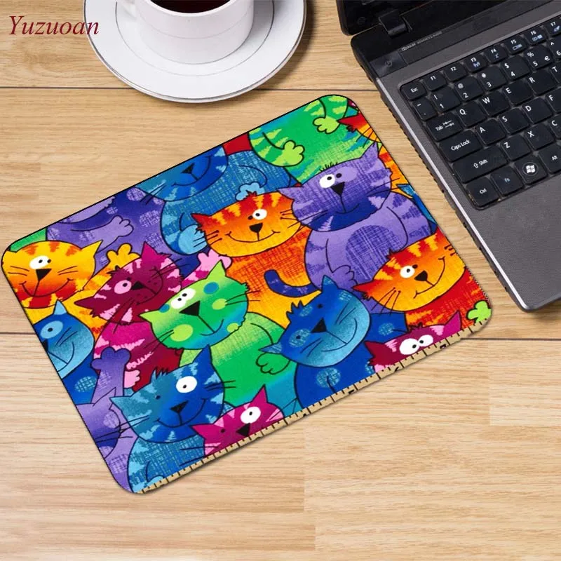 22x18cm Yuzuoan коврик для мыши Горячая Милая картинка с кошкой Противоскользящий ноутбук ПК коврик для мышки Коврик Для Мыши оптическая лазерная мышка большая рекламная акция Россия - Цвет: 22x18cm