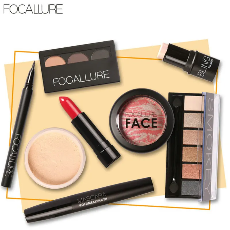 Набор инструментов для макияжа FOCALLURE 8 шт. необходимая косметика включая тени век
