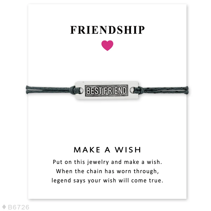 Женский и мужской браслет с кармашками надписью Love Best Friend Forever цвет розовый серый