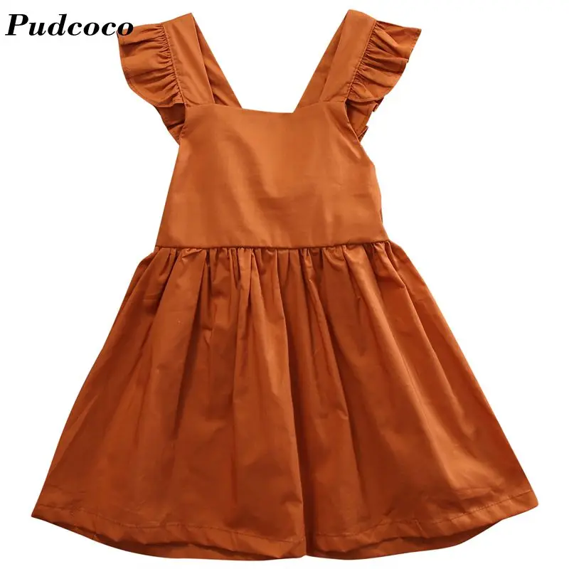 INS/хит продаж пляжный сарафан кофейного цвета для маленьких девочек